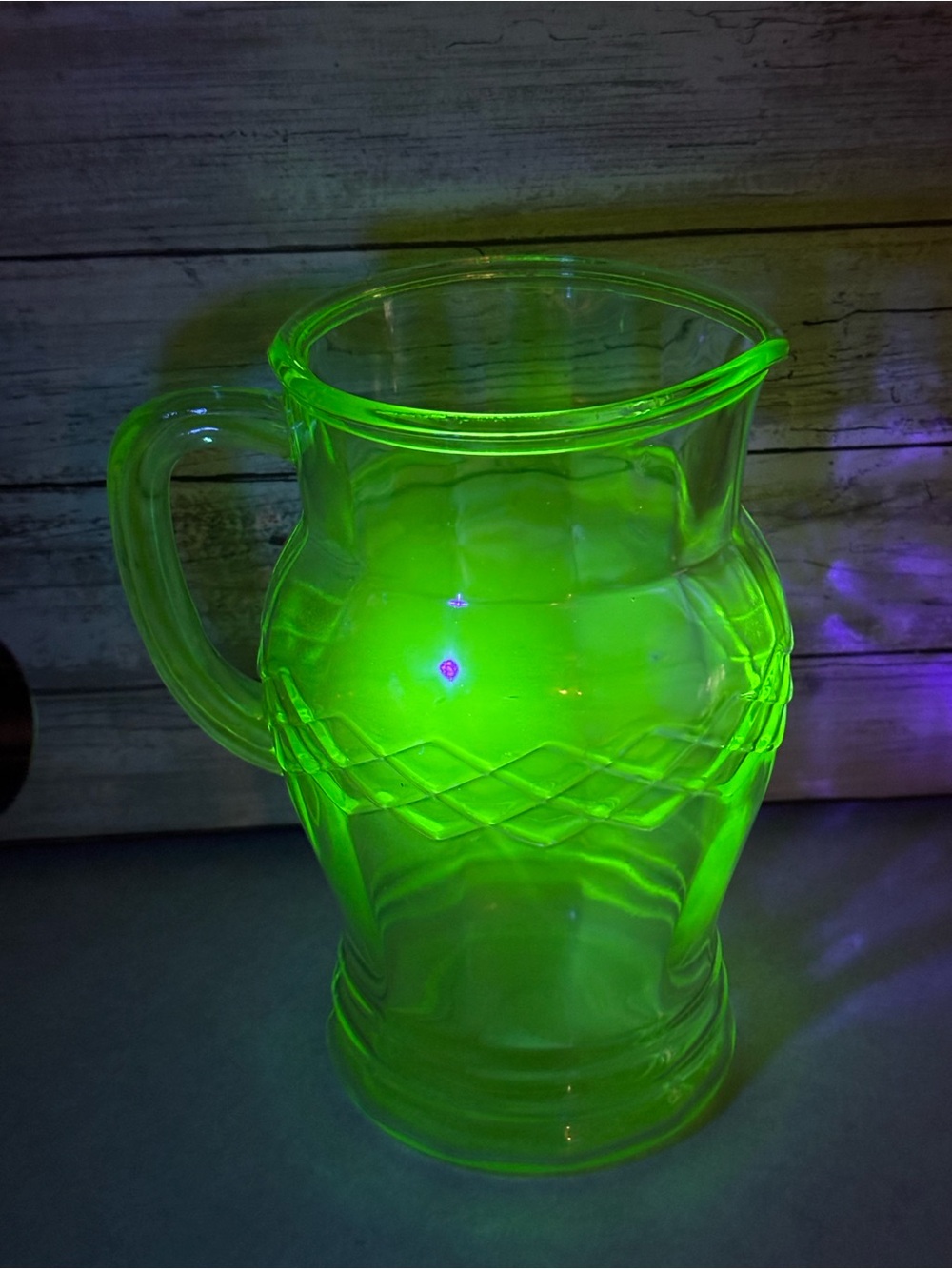 Vintage green uranium glass pitcher